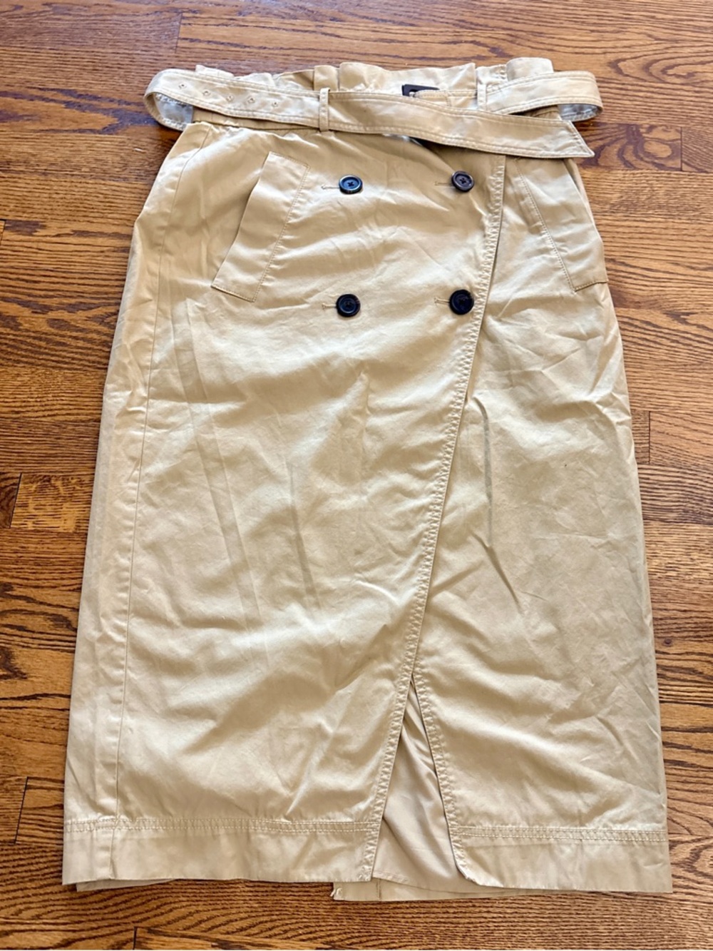 LOFT Beige Double-Breasted Wrap Pencil Skirt